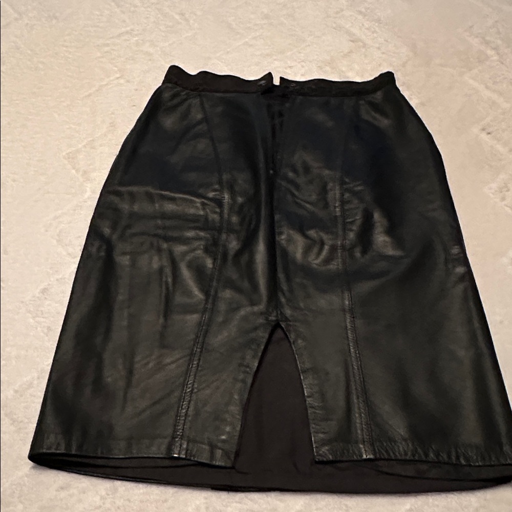 Vintage  Black Textured Pencil Skirt - Picture 2 of 5